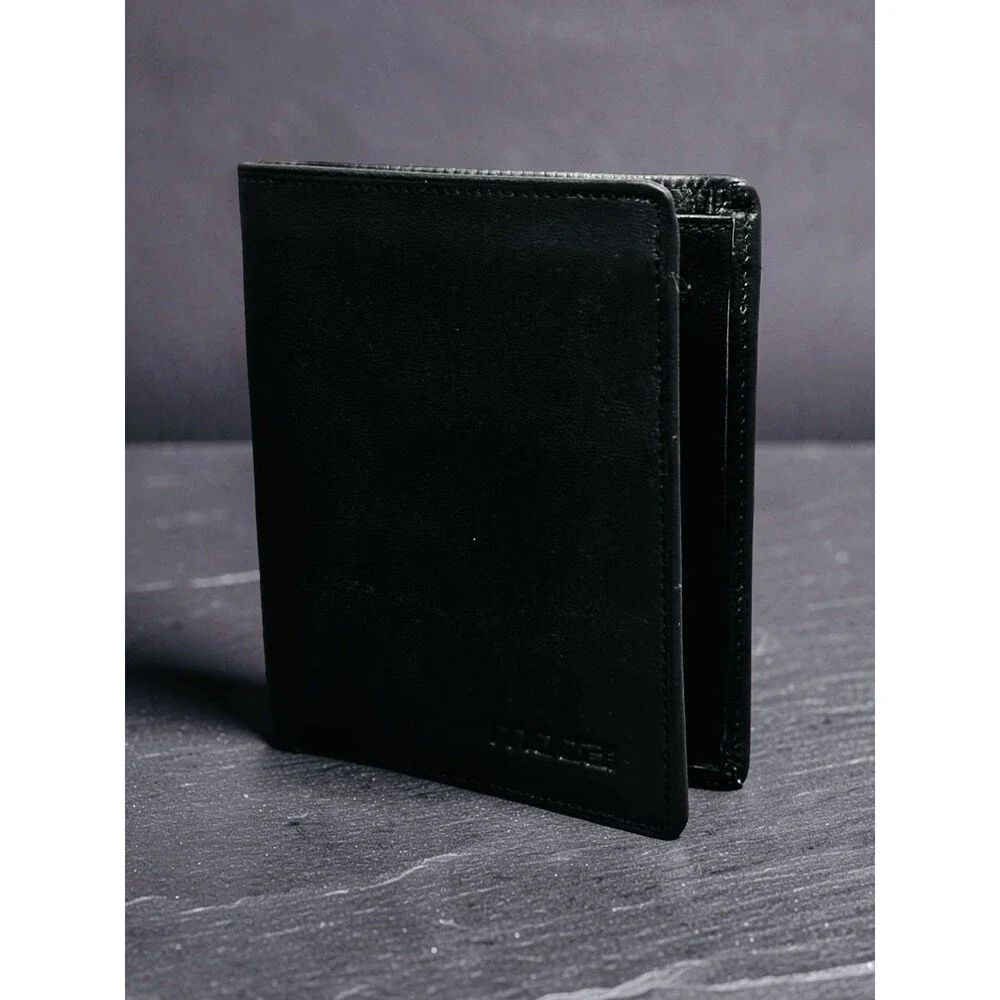 New Moda Spana Black Leather Mens Bifold Cash/Card Wallet #37